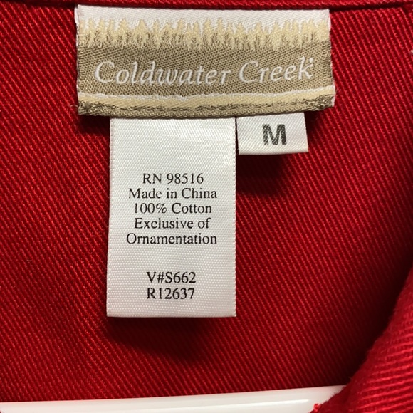 Coldwater Creek size medium red patchwork jacket blazerbutton up - Picture 2 of 8